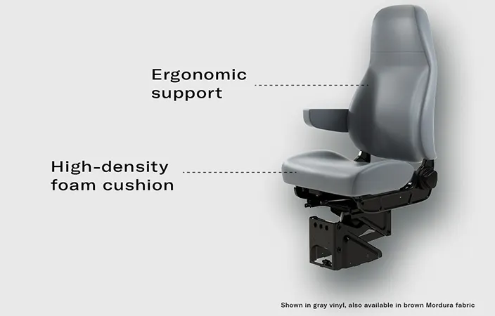 Mack MD Electric air ride seat, featuring ergonomic support and a high-density foam cushion